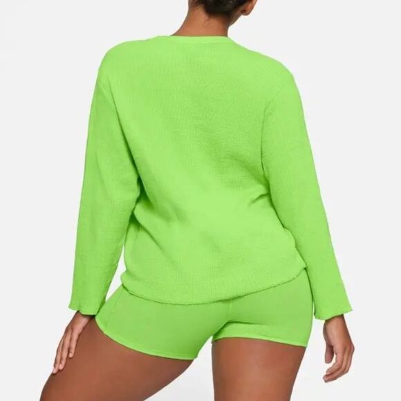 Skims Waffle Long Sleeve T-Shirt - Neon Green - 4x - NWT - Picture 10 of 10